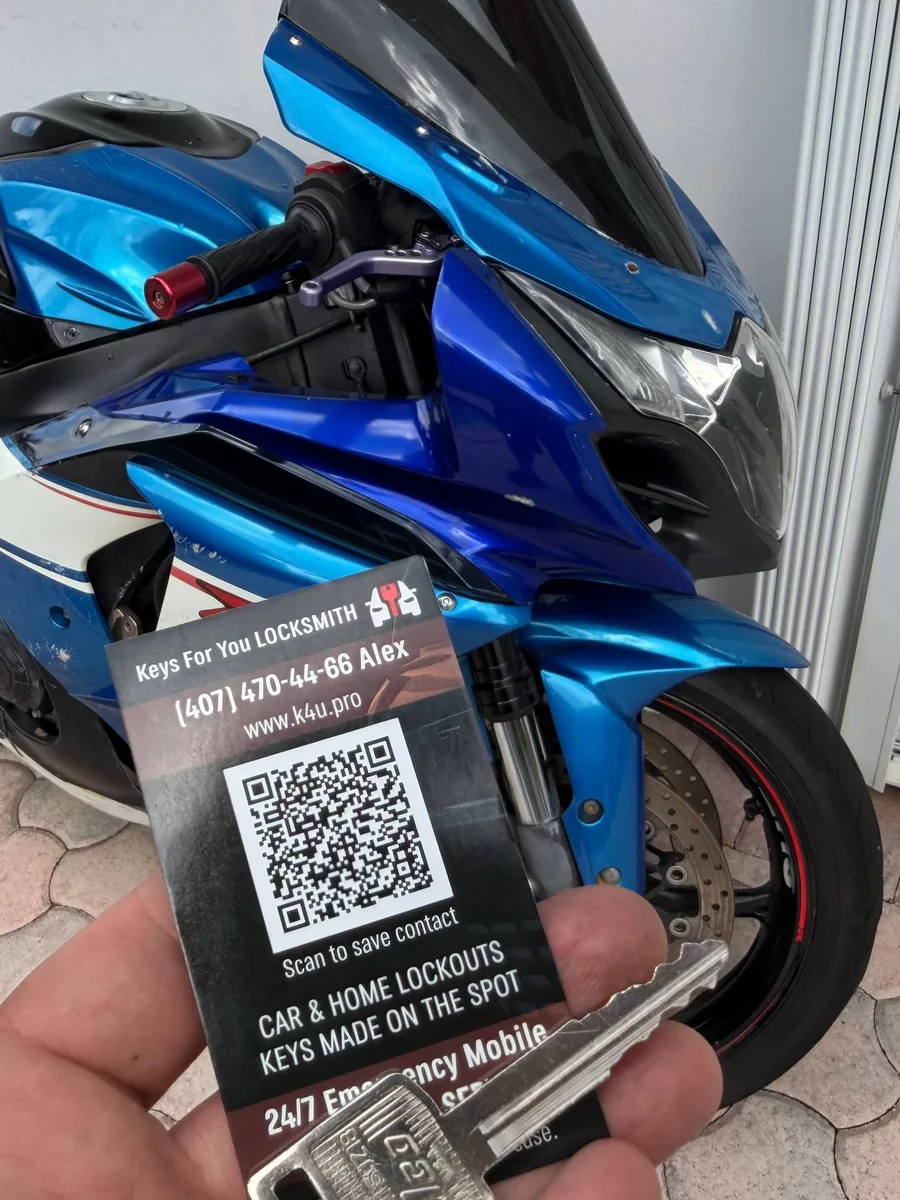 Suzuki motorcycle all keys lost service with new key creation and programming in West Palm Beach by Keys For You Locksmith